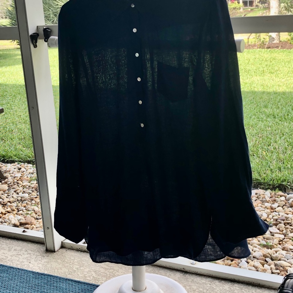 Linen Placket Button Linen Blouse by Lilly Pulitzer